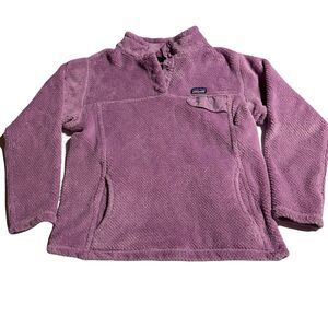 Patagonia ReTool Snap T Fleece Pullover Girls Size 14 XL Light Violet Pink